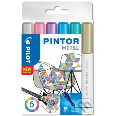 Sada 6 kusov akrylových popisovačov Pintor, (EF) extra tenký, mix metalických farieb - PILOT