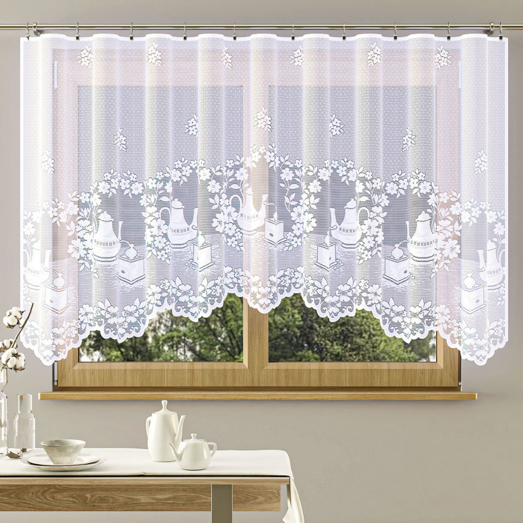 Forbyt kusová záclona VILMA / KUCHYŇKA jednobarevná bílá, výška 160 cm x šířka 400 cm (na okno)