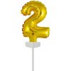 Dortová svíčka a fontána Fóliový balónek zlatý mini zápich do dortu číslo 2 Amscan