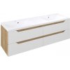 Koupelnový nábytek Sapho WAVE dvojumyvadlová skříňka 149,7x50x47,8cm, bílá/dub alabama WA150-3022