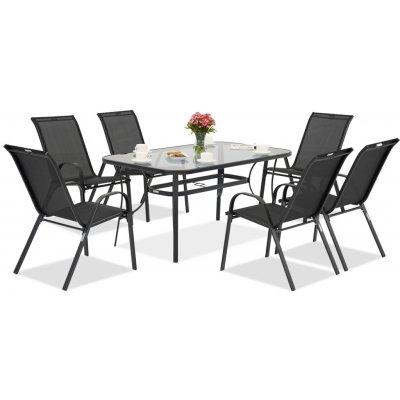 Garden Point Zahradní jídelní nábytek Modena/Bitonto černý pro 6 osob – Hledejceny.cz