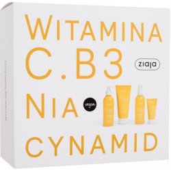 Ziaja Vitamin C.B3 Niacinamide lehké tělové mléko 200 ml + čisticí osvěžující tonikum 190 ml + mycí gel na obličej 190 ml + energizující krém 50 ml