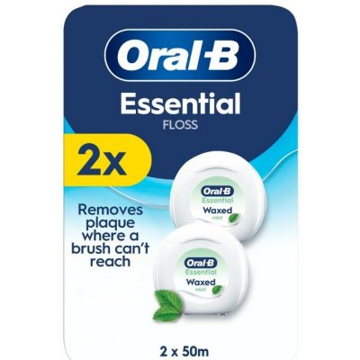 Oral-B Essential voskovaná zubní nit mátová 2 x 50 m – Hledejceny.cz
