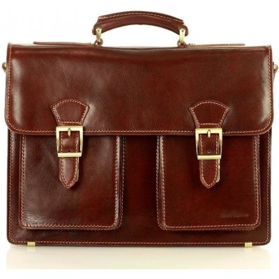 Mazzini business aktovka ručně vyrobená z pravé kůže Stefano hnědá – Hledejceny.cz