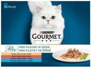 Gourmet Perle multipack rybí a masový výběr krůta tuňák kachna jehně ve šťávě 12 x 85 g