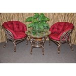 ratanová sedací souprava Bahama hnědá 2+1, polstr MAXI vínový – Hledejceny.cz