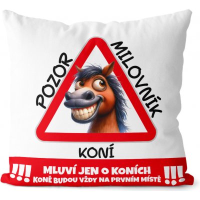 Impar Polštář Pozor milovník koní 40x40 – Sleviste.cz