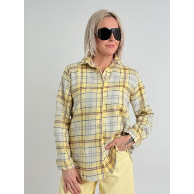 Voga Móda kostkovaná košile TALY Žlutá – Zboží Mobilmania