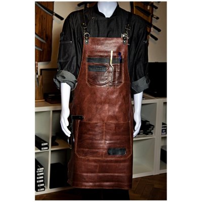 Dellinger kožená zástěra DELLINGER SOFT LEATHER BBQ BROWN VINTAGE LOOK – Zboží Dáma