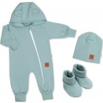 Baby Nellys Rostoucí teplákový overal pro miminko čepice botky 3D Nature karamelová – Sleviste.cz