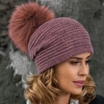 Krumlovanka dámská čepice s bambulí W-0081/242M růžová melange – Hledejceny.cz