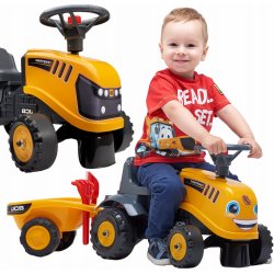 Alltoys Falk traktor JCB žluté s volantem a valníkem