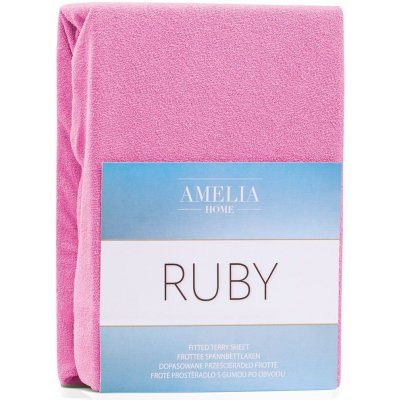 AmeliaHome Froté prostěradlo s gumou Ruby růžové 100-120x200x30 – Zboží Mobilmania