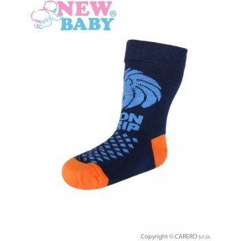 New Baby dětské bavlněné ponožky tmavě modré lion grip