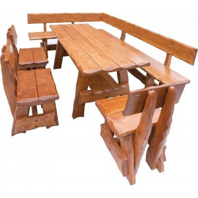Casarredo OM-264 zahradní sestava (1x stůl + 1x lavice roh + 3x židle)  smrk-moření-teak-lak od 41 902 Kč - Heureka.cz