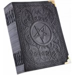 Deepeka Černý kožený zápisník s pentagramem pamětní kniha 18x23cm – Zboží Živě