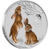 Perth Mint Lunární série III. stříbrná mince Year of the Rabbit (Rok králíka) Color 1/2 Oz