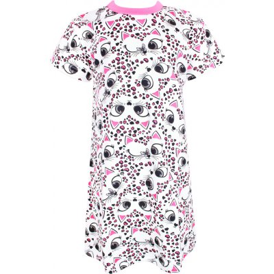 V-Mart Noční košilka s krátkým rukávem Kočičky a srdíčka Růžová – Sleviste.cz