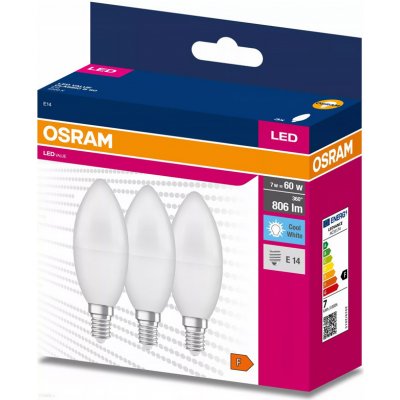 Osram žárovka LED VALUE CLB60 E14 7W/865 3balení BASECLB60 svíčka – Zboží Živě