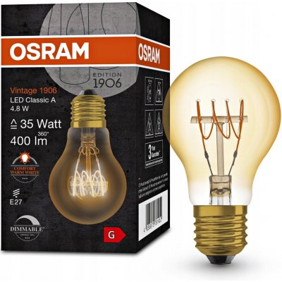 Osram LED žárovka E27 4,8W = 35W 2200K DIM VINTAGE – Hledejceny.cz