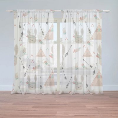 Sablio Záclony Zajíci u stanu: 2ks 150x250cm – Zboží Mobilmania