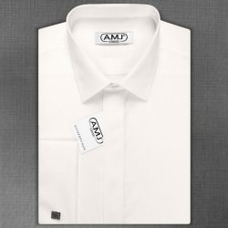 AMJ pánská košile na manžetové knoflíčky dlouhý rukáv slim fit smetanová JDSA016MK