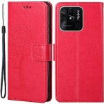 Tree PU kožené peněženkové pouzdro na mobil Xiaomi Redmi 10C - červené – Zboží Živě