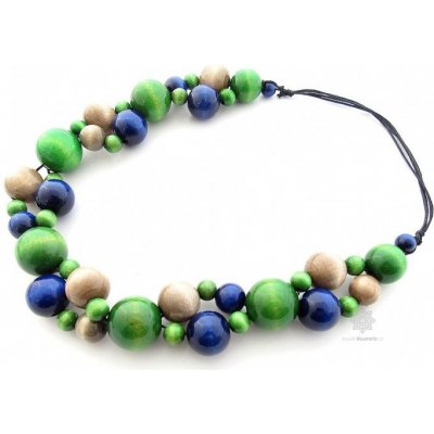 Kouzlo bižuterie dřevěné korále Arabela zelenomodré S1023 – Zboží Dáma
