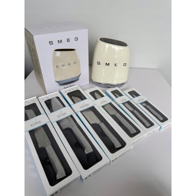 Smeg blok s noži 6 ks krémová KBSF02CR – Zboží Dáma