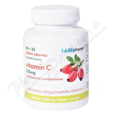 Vitamín C 500mg+šípek+Acerola s post.uvolňováním 60+30 tablet – Zboží Mobilmania