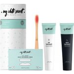 My White Secret Smile Beauty Care bělicí pásky na zuby + zubní pasta na den 65 g + zubní pasta na noc 65 g + bambusový zubní kartáček soft 1 ks – Zboží Dáma