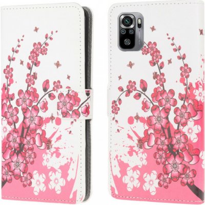 Pouzdro MFashion Xiaomi Redmi Note 10 4G - růžové - Květy