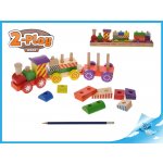 Toys Baby vláček 33cm mašinka + 2 vagonky navlékací s kostkami pro miminko – Zboží Mobilmania