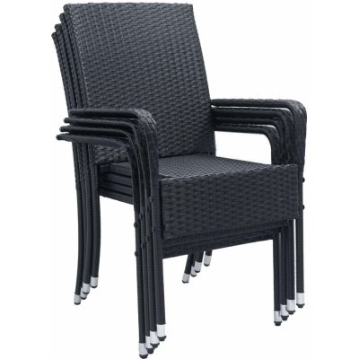 Juskys Polyratanove zahradní židle Yoro s područkami 4ks set černá