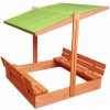 ELIS DESigN Pískoviště s krytem/lavičkami a stříškou předvrtané impregnované premium barva střechy: zelená