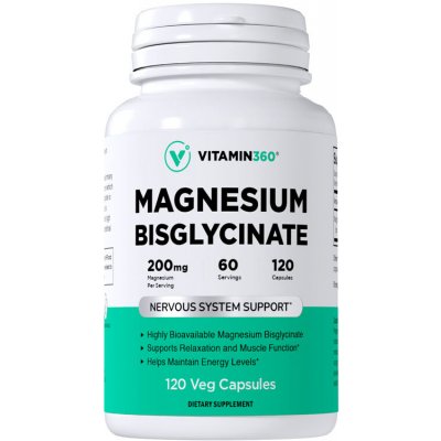 Vitamin360 Magnesium Bisglycinate 200 mg 120 veganských kapslí – Hledejceny.cz