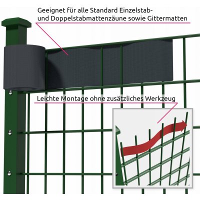 TECTAKE Stínící plotová folie s upevňovacími sponami, 70 m,antracit – Zboží Dáma