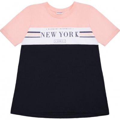 Winkiki Kids Wear dívčí tunika New York růžová/navy – Zboží Mobilmania