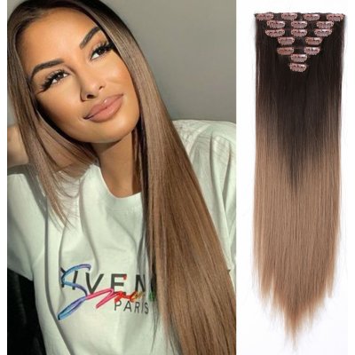 Vlasy clip in 7 pásů - světle hnědé ombre vlasové příčesky rovné 45 cm – Hledejceny.cz