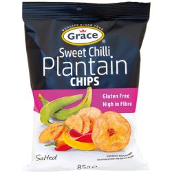 Grace bezlepkové chipsy ze zelených banánů plantain sweet chilli 85 g