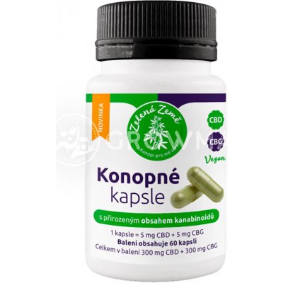 Zelená Země Konopné kapsle s obsahem CBD + CBG 60 kapslí – Hledejceny.cz
