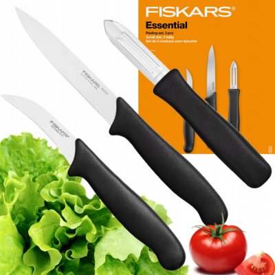 Fiskars Essential Sada nožů na ovoce a Zeleniny se škrabkou 3 kusy – Zboží Dáma