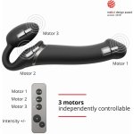 Strap-On-Me L 15,8 cm 3,7 cm Silikonový připínací strap less se třemi motory a dálkovým ovládáním Silicone Bendable Strap on black – Zboží Mobilmania