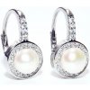 Náušnice Rafity stříbrné s perlou a zirkony E0043KL-0506