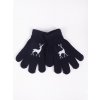 Dětské rukavice Dívčí pětiprsté rukavice Yoclub s odrazkou RED-0237G-AA50-006 Black