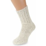 Wooline Ručně pletené ponožky 100% ovčí vlna krémová – Zboží Mobilmania
