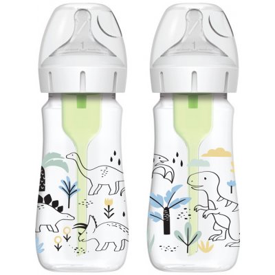 Dr. Brown´s láhev kojenecká Anti colic Wide Neck Dino 270ml 2ks WB92026 – Sleviste.cz