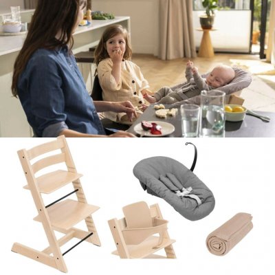 Stokke Set Tripp Trapp + Baby set + Newborn set Natural/Anthracite + deka Golden Sand – Hledejceny.cz