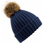 Beechfield pletená čepice s kožešinovou bambulí Pom Pom Chunky Námořní modrá – Zboží Dáma