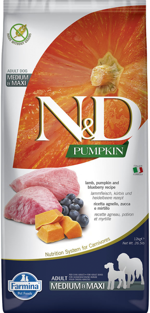 N&D Pumpkin Dog Adult Medium & Maxi jehněčí maso 12 kg